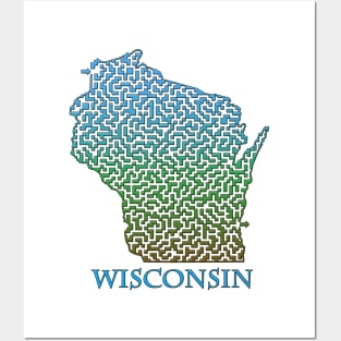 State of Wisconsin Colorful Maze Posters and Art